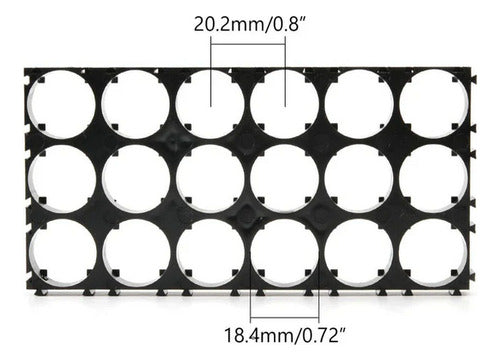 Espaciador simple para baterías Litio 18650 3x6