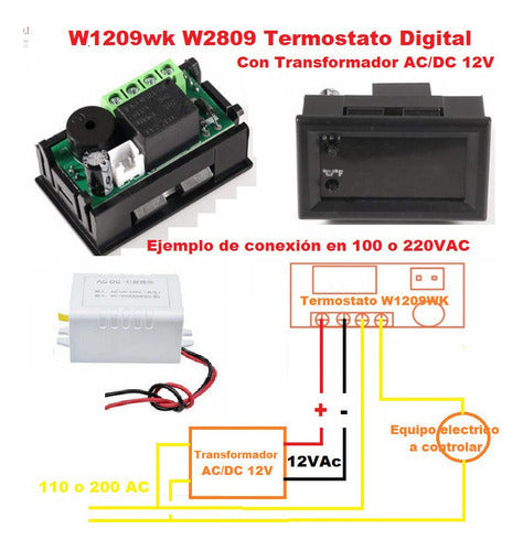 W1209wk W2809 110/220VAC Termostato Digital 2 pantallas Control Temperatura Incubadora, Nevera Cava …