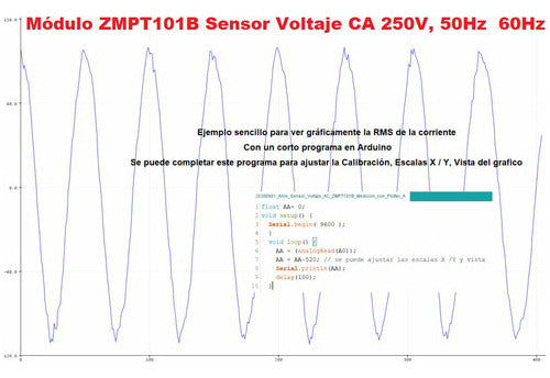 Módulo ZMPT101B Sensor Voltaje AC hasta 250V, 50Hz, 60Hz