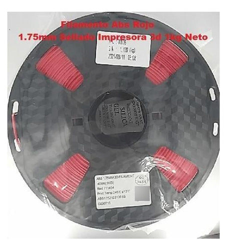 Filamento ABS 1.75mm Sellado Impresora 3D 1Kg neto