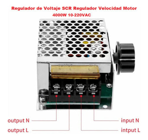 Regulador de Voltaje SCR Regulador Velocidad Motor 4000W 10-220VAC