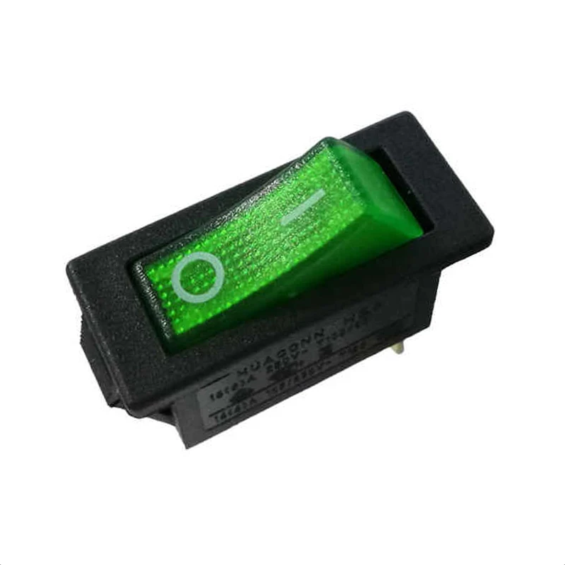 Interruptor verde con luz KCD3 de 3 pines, 16 A/250V-20A/V para barco maquinaria arduin