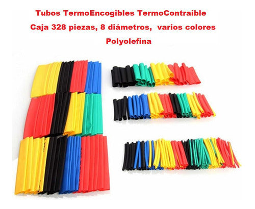 Tubos TermoEncogibles TermoContraible Caja 328 piezas 8 diámetros,  varios colores  Polyolefina