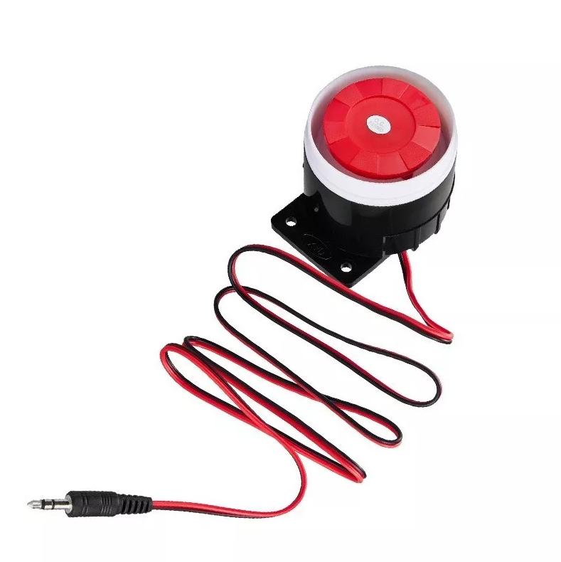Sirena de 120db con cable de alarma de 12 V + cable + conector de audio de 3,6 mm