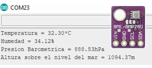 Sensor BME280 Temperatura, Humedad, Presión Barométrica, Altímetro